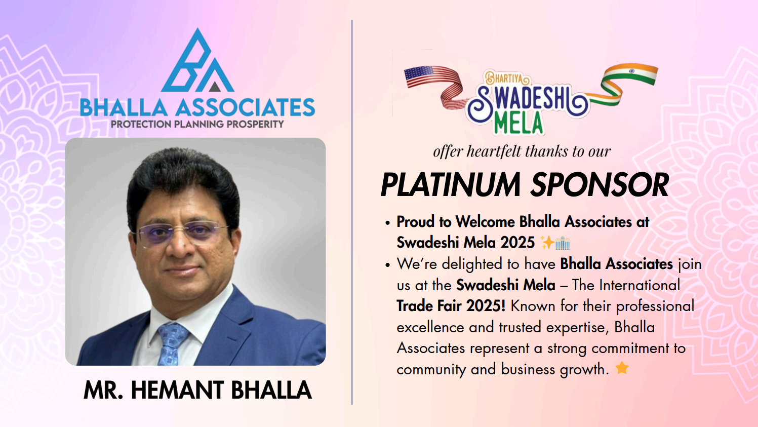 Bhalla Associates — Platinum Sponsor